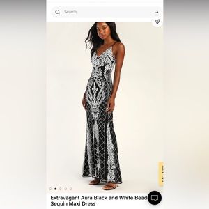 Lulus Black and white beaded sequin maxi dress. Size small. Never worn.